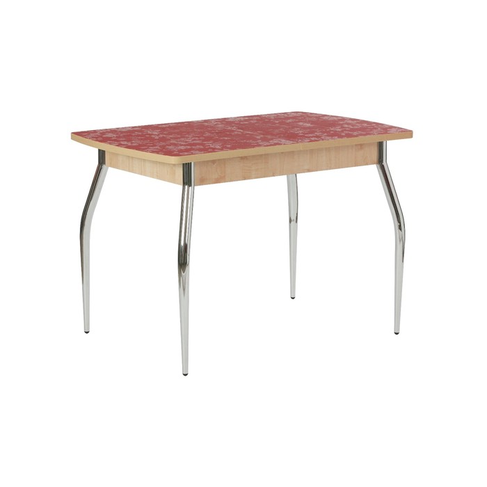 Стол кухонный Порто ТМ35, 1100(1450)х700х750, Клен/Темно-красный, опора хром