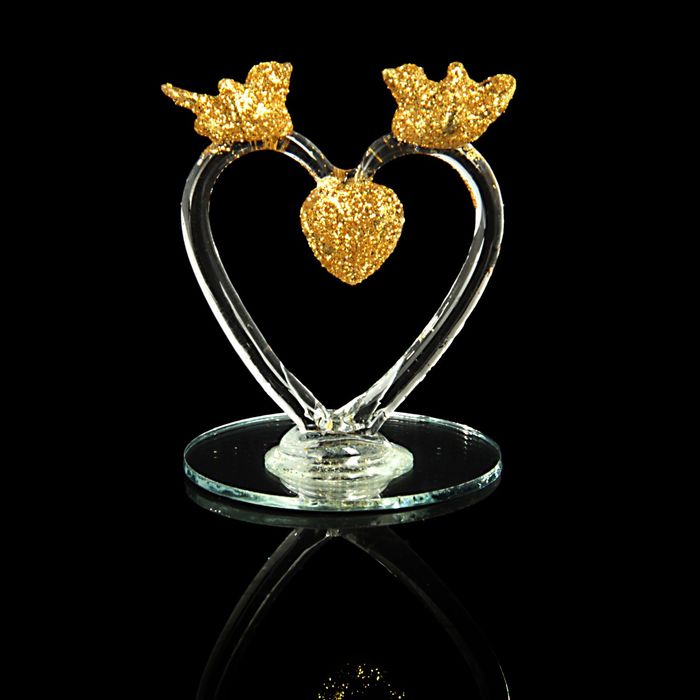 Сувенир "Сердце с голубями на зеркале" цвета МИКС