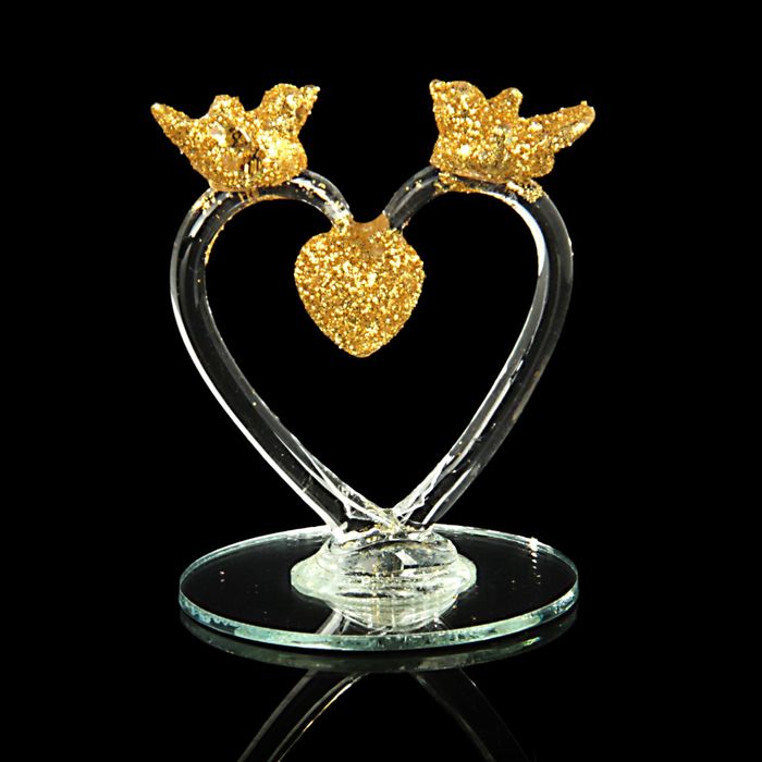 Сувенир "Сердце с голубями на зеркале" цвета МИКС