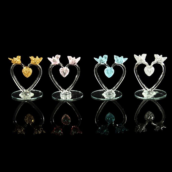 Сувенир "Сердце с голубями на зеркале" цвета МИКС