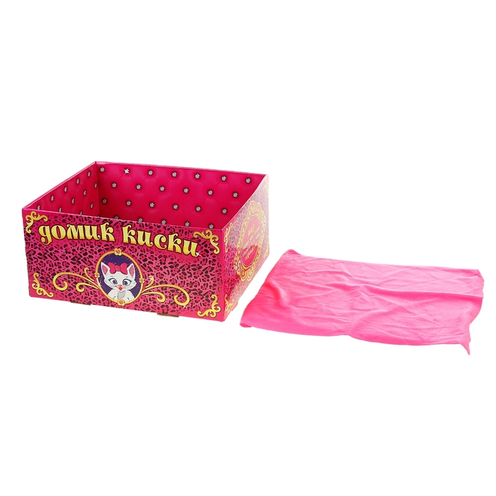Домик-коробка с матрасом "Домик киски",открытая