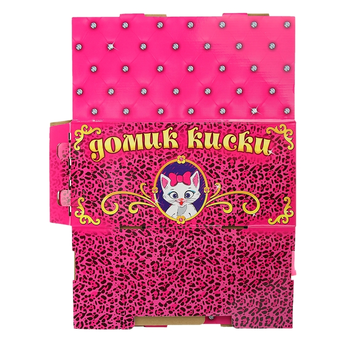 Домик-коробка с матрасом "Домик киски",открытая