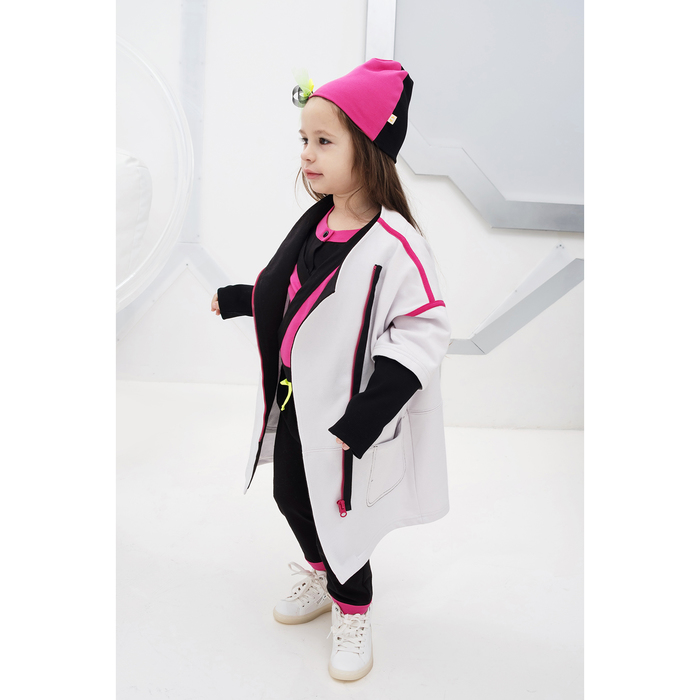 Пальто для девочки, рост 98 см, цвет белый/чёрный Н-ПТ-290