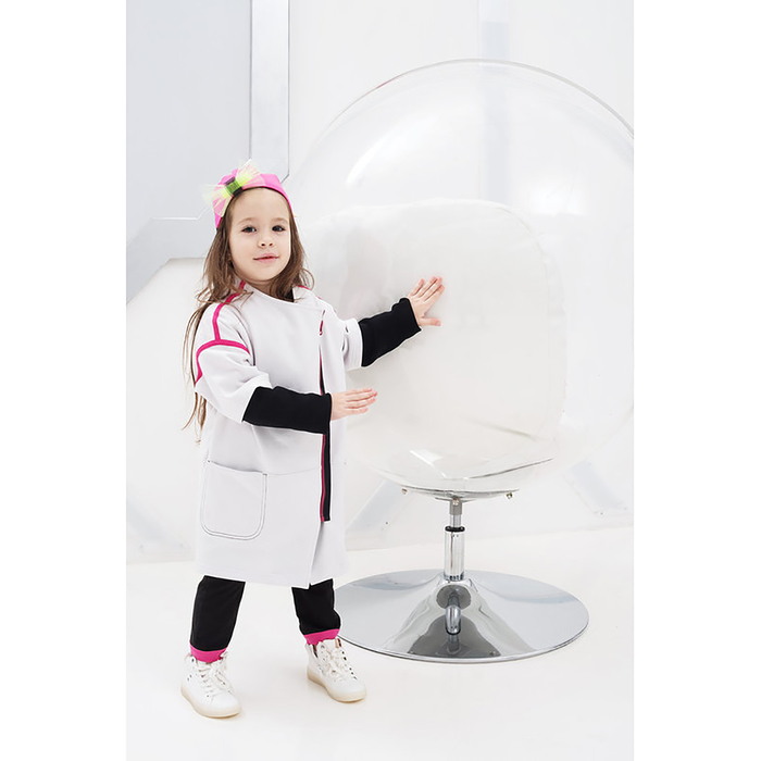 Пальто для девочки, рост 116 см, цвет белый/чёрный Н-ПТ-293