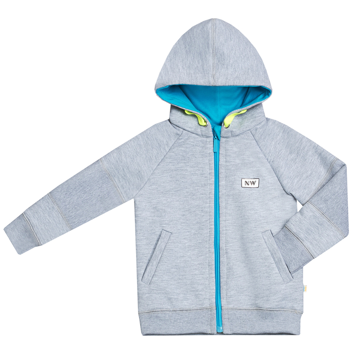 Костюм детский с капюшоном (куртка, брюки), рост 116 см, цвет цвет серый/бирюзовый КЛ-23