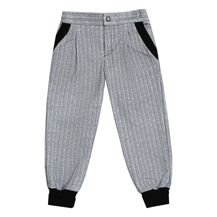 Брюки детские с манжетами, рост 104 см, цвет  цвет серый/чёрный Н-ЮБ-282