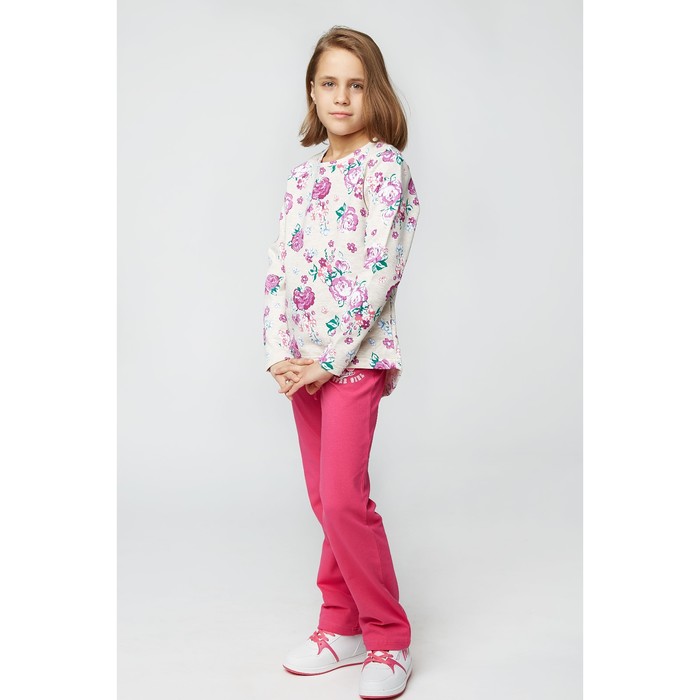 Свитшот для девочки , рост 104 см, цвет принт цветы