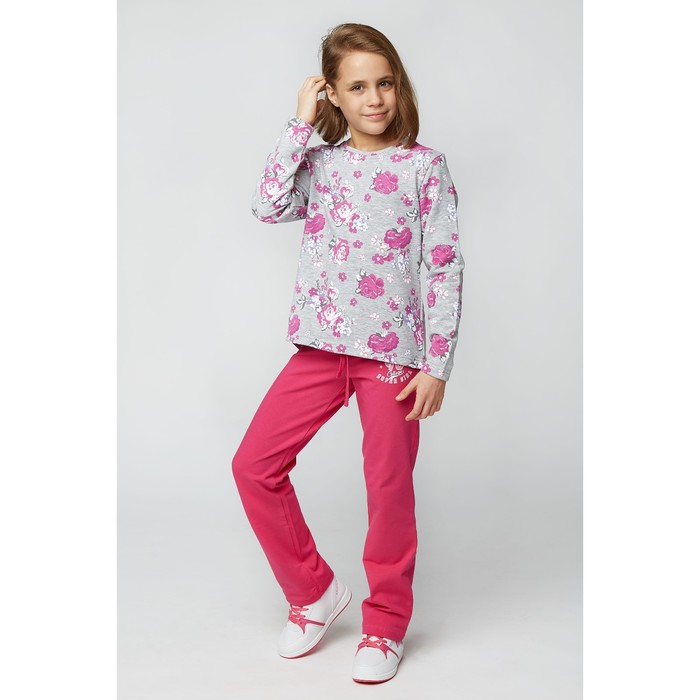 Свитшот для девочки , рост 140 см, цвет принт цветы