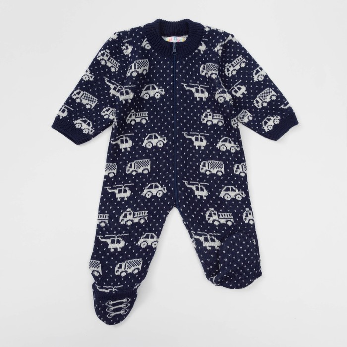 Комбинезон детский "Машинки", рост 56-62 см, цвет синий 11424_М
