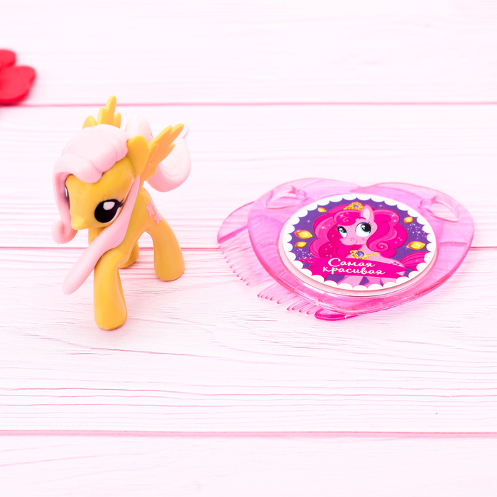 Набор с зеркалом «Пони Мелинда», жёлтый, 10 х 12 см