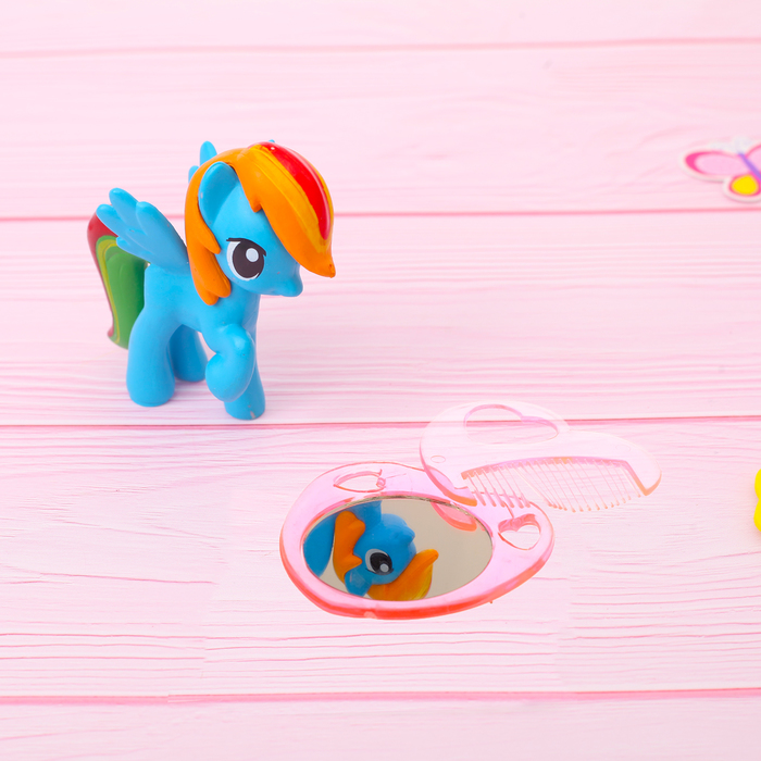 Набор с зеркалом «Пони Эльза», синий, 10 х 12 см