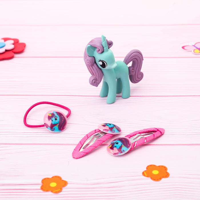 Набор с аксессуарами для волос «Пони Эльза», синий, 10 х 12 см