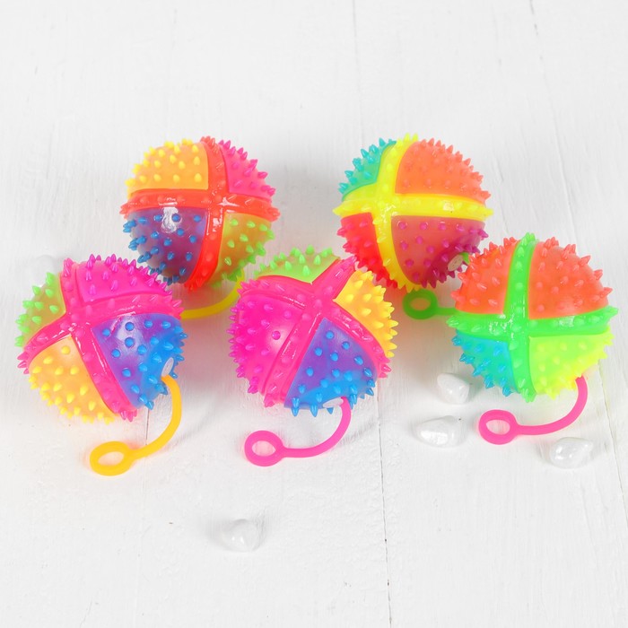 Мяч световой "Цветной" на резинке с пищалкой, цвета МИКС