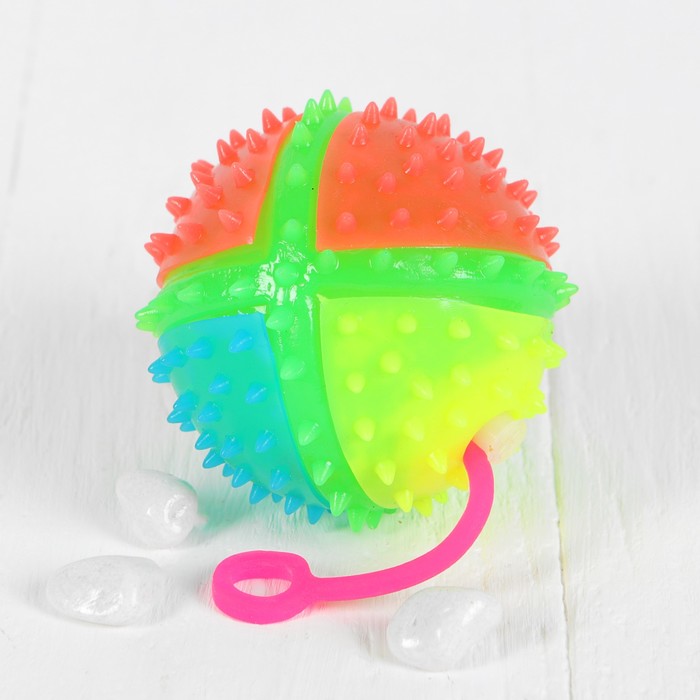 Мяч световой "Цветной" на резинке с пищалкой, цвета МИКС