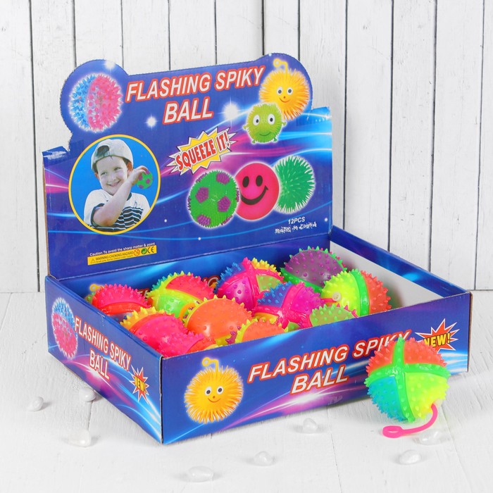 Мяч световой "Цветной" на резинке с пищалкой, цвета МИКС