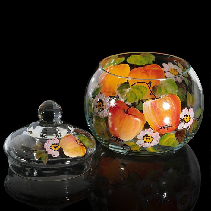 Шкатулка стекло ларчик "Шар. Яблоки" 11х10х10 см