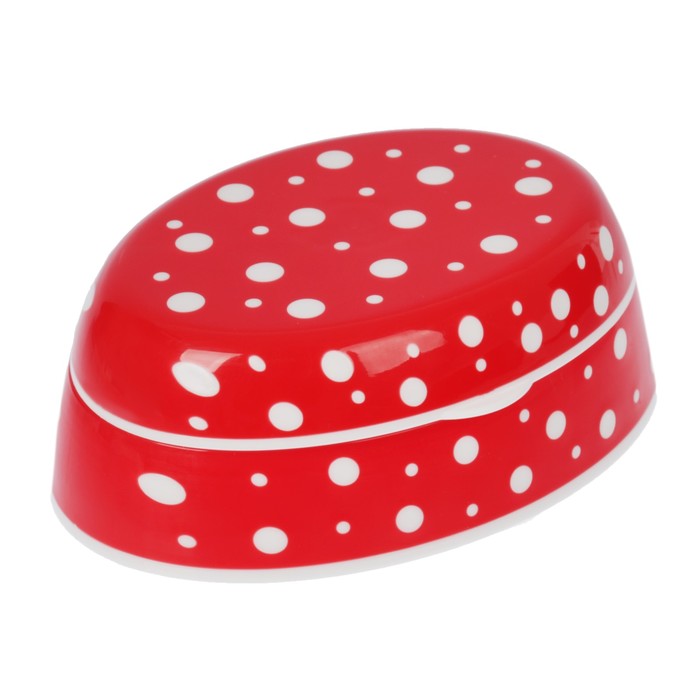 Мыльница "Горошек", цвет белый/красный