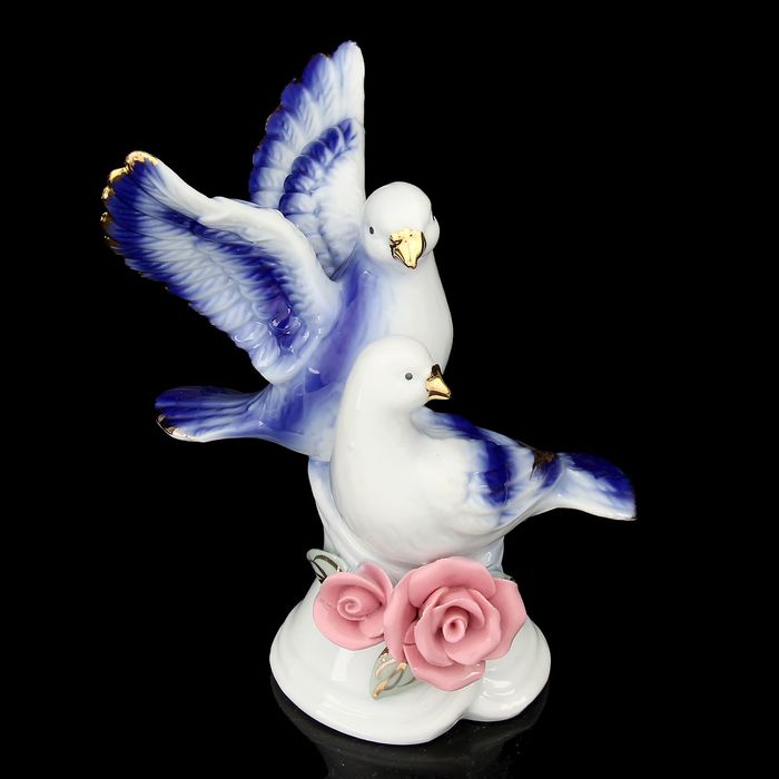 Сувенир под фарфор "2 синих голубя" со стразами