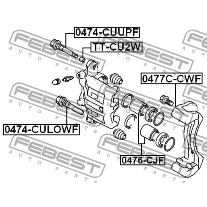 Заглушка направляющей втулки тормозного суппорта febest tt-cu2w
