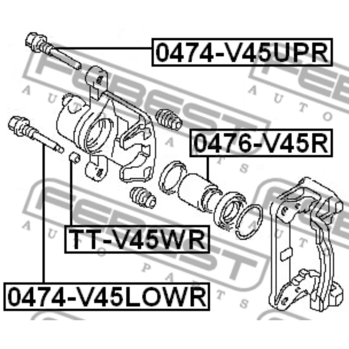 Заглушка направляющей втулки тормозного суппорта febest tt-v45wr