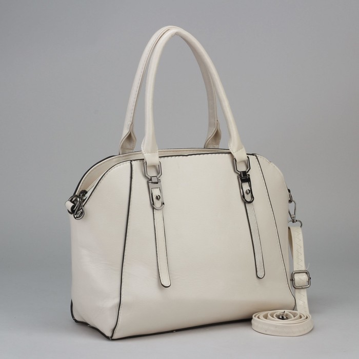 Сумка женская, отдел на молнии, наружный карман, длинный ремень, цвет бежевый