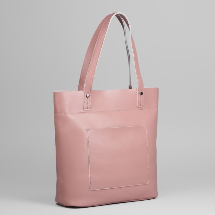 Сумка женская, отдел с перегородкой на молнии, 2 наружных кармана, цвет пудровый