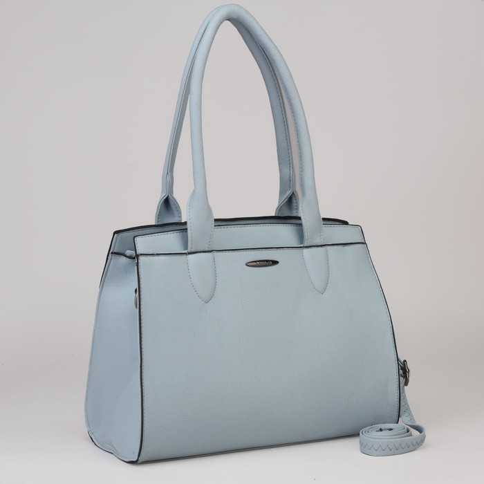 Сумка женская, отдел с перегородкой на молнии, наружный карман, длинный ремень, цвет голубой