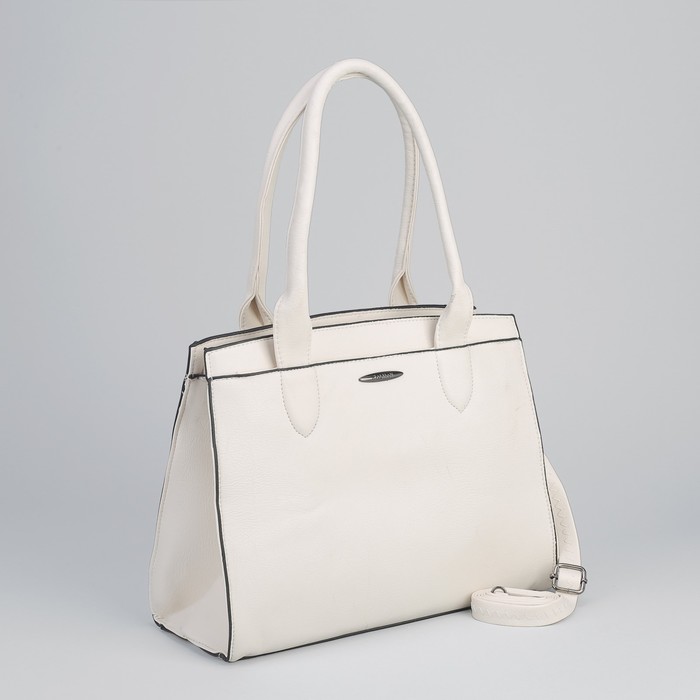 Сумка женская, отдел с перегородкой на молнии, наружный карман, длинный ремень, цвет белый