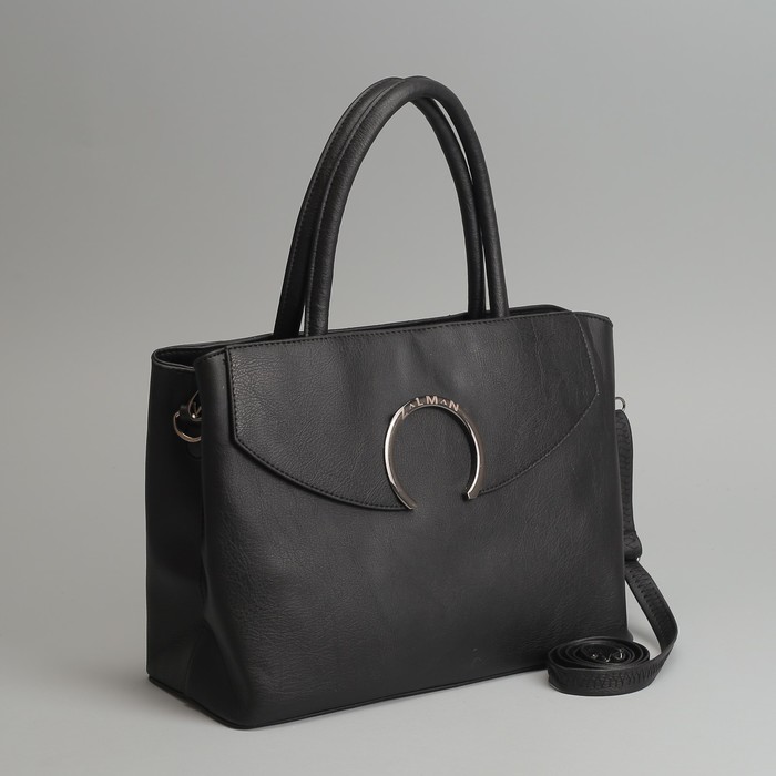 Сумка женская, отдел с перегородкой на молнии, наружный карман, длинный ремень, цвет чёрный