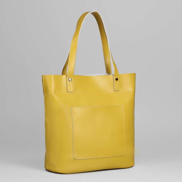 Сумка женская, отдел с перегородкой на молнии, 2 наружных кармана, цвет лимонный