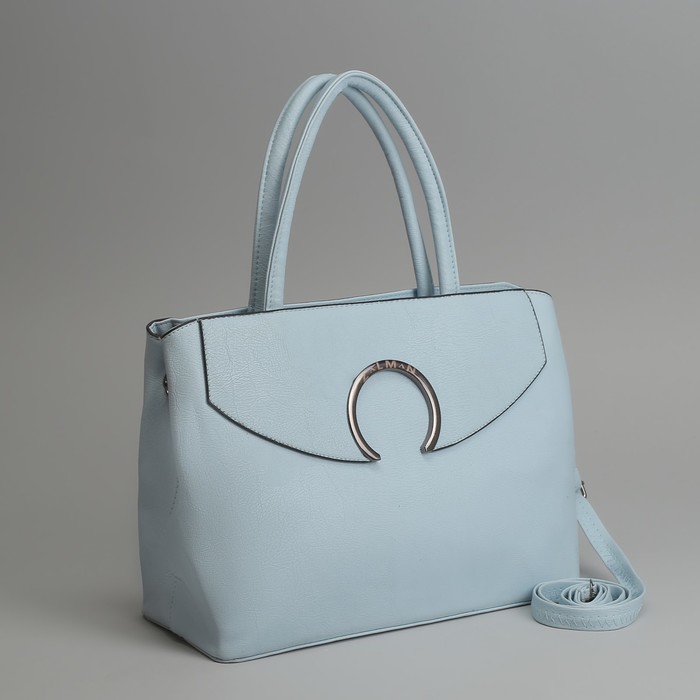 Сумка женская, отдел с перегородкой на молнии, наружный карман, длинный ремень, цвет голубой