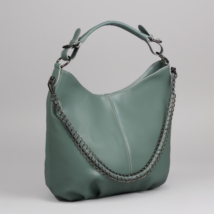 Сумка женская, отдел с перегородкой на молнии, наружный карман, цвет мятный