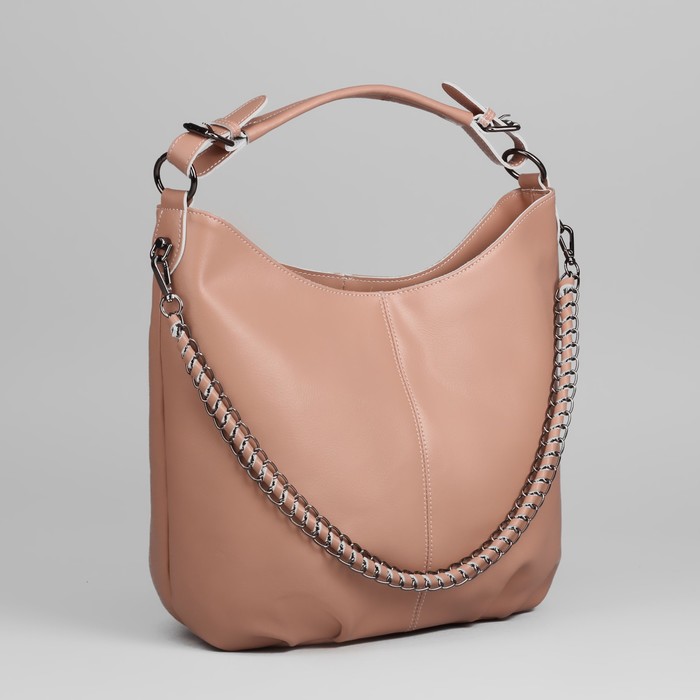 Сумка женская, отдел с перегородкой на молнии, наружный карман, цвет пудровый