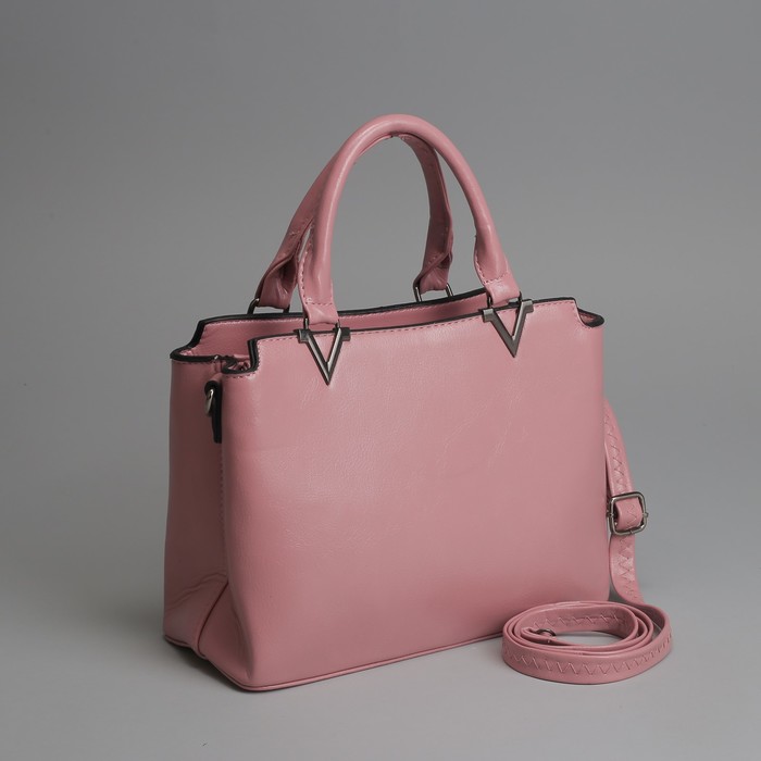 Сумка женская, отдел на молнии, наружный карман, длинный ремень, цвет розовый