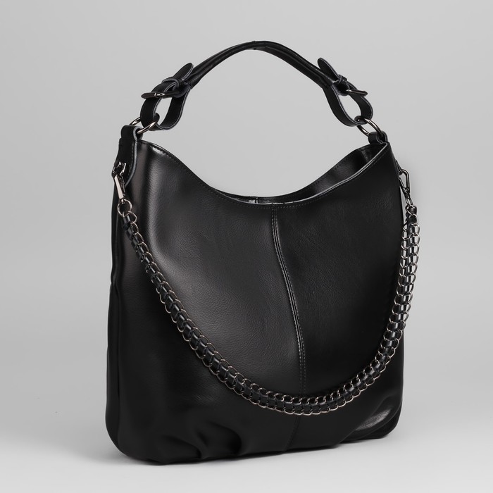 Сумка женская, отдел с перегородкой на молнии, наружный карман, цвет чёрный