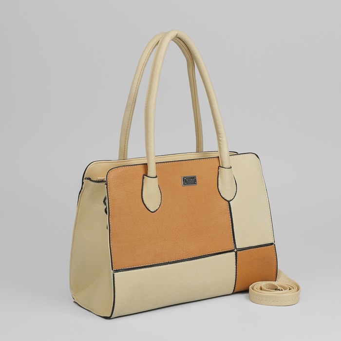 Сумка женская, отдел с перегородкой на молнии, наружный карман, длинный ремень, цвет бежевый