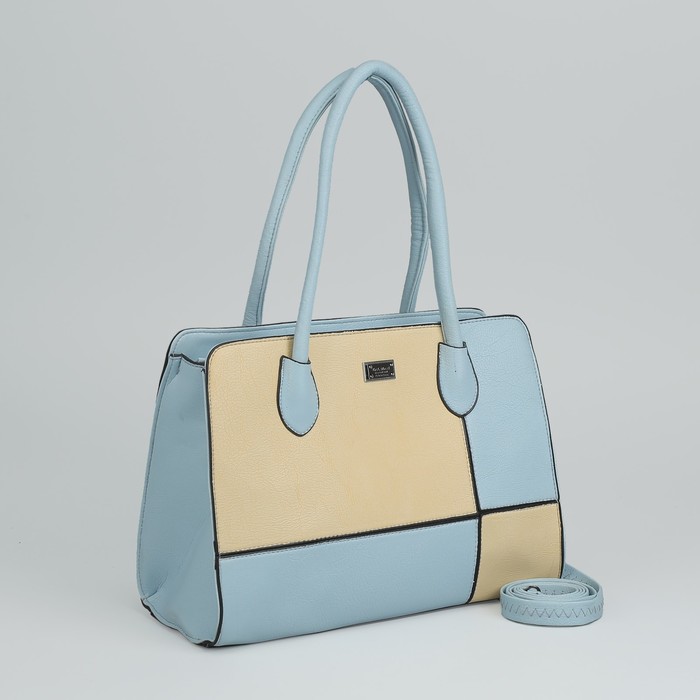 Сумка женская, отдел с перегородкой на молнии, наружный карман, длинный ремень, цвет голубой