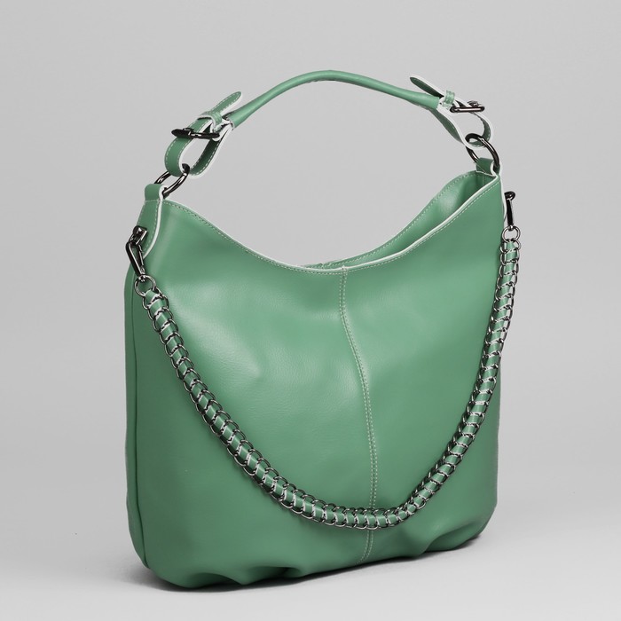 Сумка женская, отдел с перегородкой на молнии, наружный карман, цвет зелёный