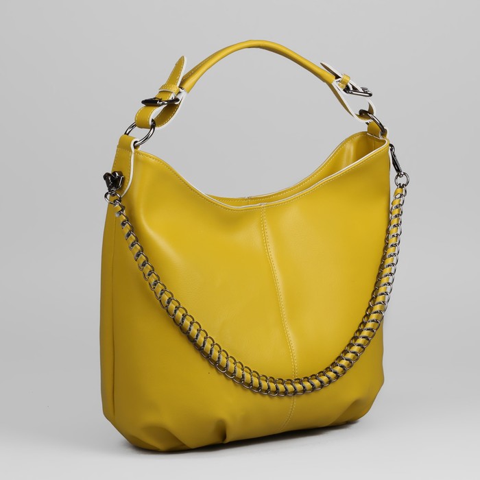 Сумка женская, отдел с перегородкой на молнии, наружный карман, цвет лимонный