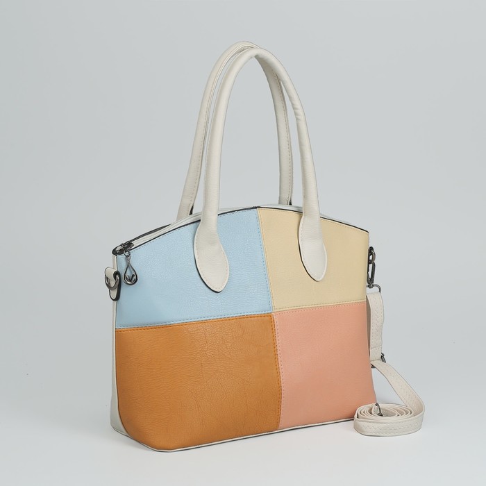 Сумка женская, отдел с перегородкой на молнии, длинный ремень, цвет белый