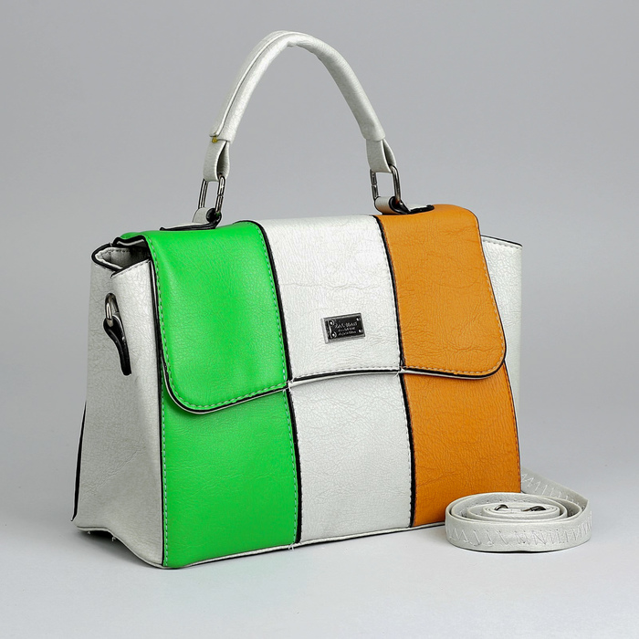 Сумка женская, отдел с перегородкой на молнии, наружный карман, длинный ремень, цвет серый