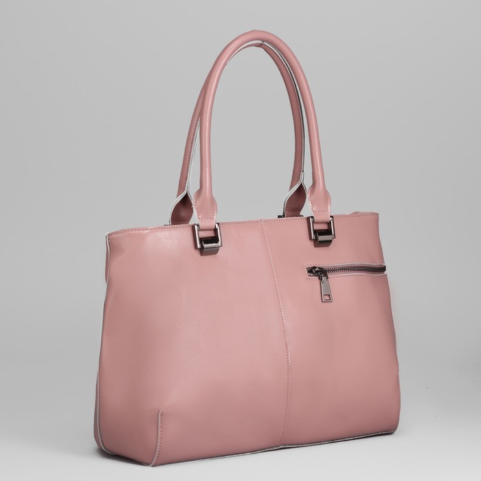 Сумка женская, 3 отдела на молнии, 2 наружных кармана, цвет розовый