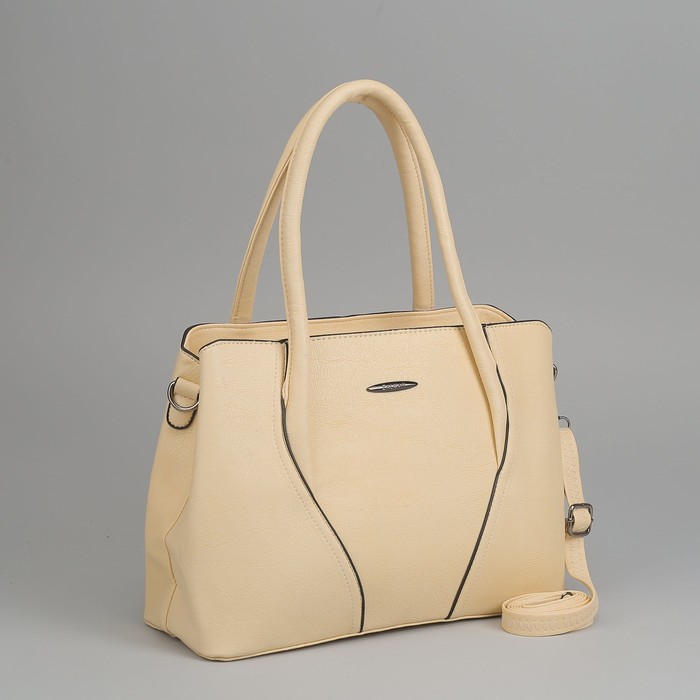 Сумка женская, отдел с перегородкой на молнии, длинный ремень, цвет бежевый