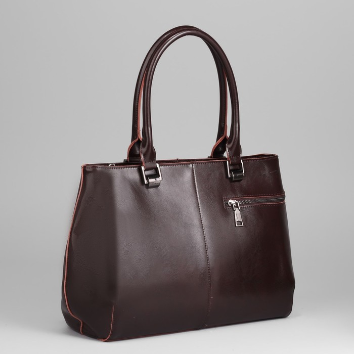 Сумка женская, 3 отдела на молнии, 2 наружных кармана, цвет кофе