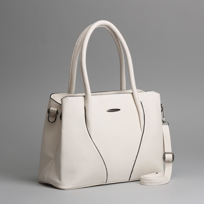 Сумка женская, отдел с перегородкой на молнии, длинный ремень, цвет белый