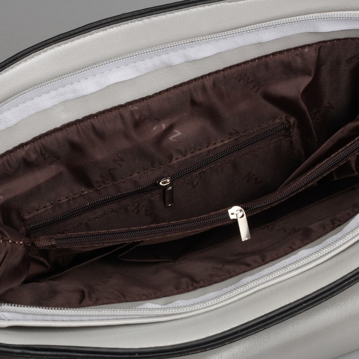 Сумка женская, отдел с перегородкой на молнии, наружный карман, цвет серый