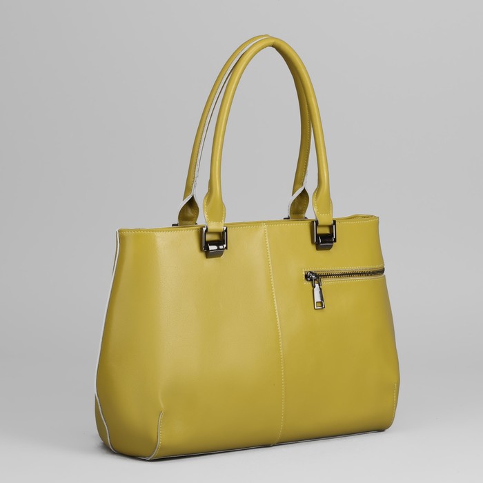 Сумка женская, 3 отдела на молнии, 2 наружных кармана, цвет лимонный