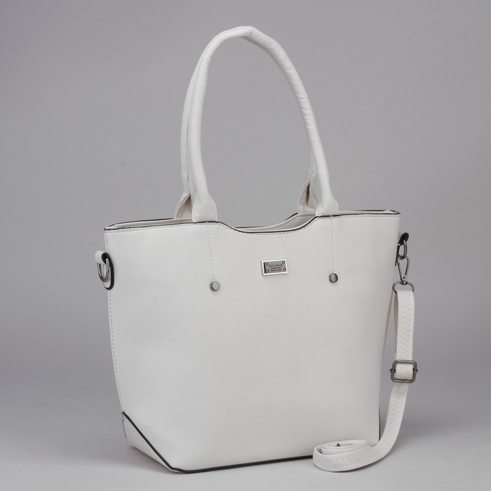 Сумка женская, отдел с перегородкой на молнии, наружный карман, длинный ремень, цвет белый