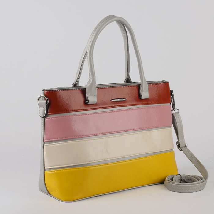 Сумка женская, отдел с перегородкой на молнии, наружный карман, длинный ремень, цвет серый