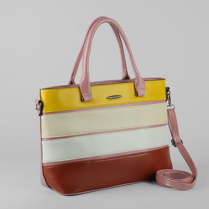 Сумка женская, отдел с перегородкой на молнии, наружный карман, длинный ремень, цвет розовый